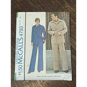 McCall's 4793 Pattern Vintage 1970s Men's Leisure Jacket Pants Size  44 UNCUT